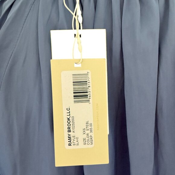 Ramy Brook Blake Long Sleeve Blouse Top Blue Size XXS Oversized NWT - Picture 8 of 9